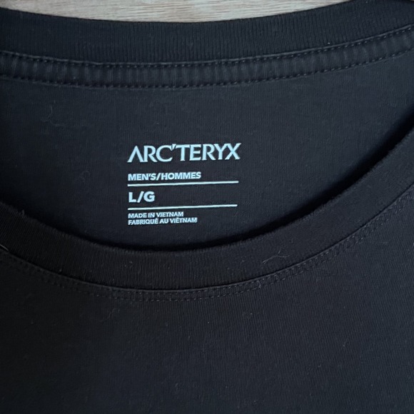 ARC'TERYX men's long sleeve tee size L large black white graphic print logo - Picture 3 of 4